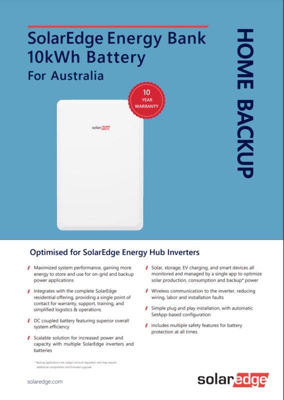 SolarEdge Energy Bank 10kWh Battery